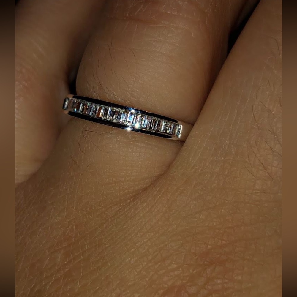 White Gold Stackable Diamond Ring/ Wedding Band - image 1